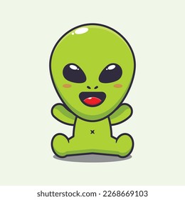 Cute alien cartoon vector illustration. Vector cartoon Illustration suitable for poster, brochure, web, mascot, sticker, logo and icon.