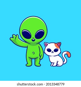 Cute Alien Cat Cartoon Vector Icon Stock Vector (Royalty Free ...