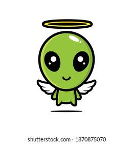 cute alien character is an angel