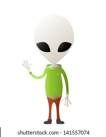 Cute alien character figure over white
