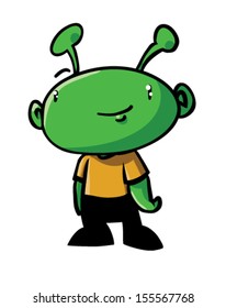 Cute alien child - Vector clip art illustration on white background