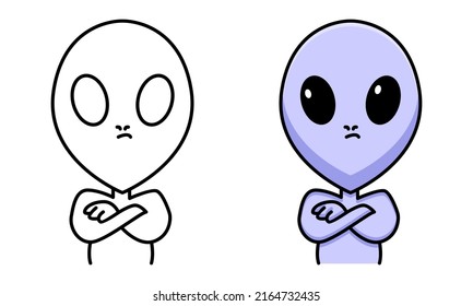 Cute alien coloring page for kids