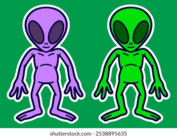 Cute Alien Doodle Sticker Illustration