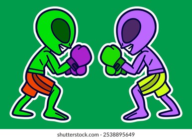 Cute Alien Doodle Sticker Illustration