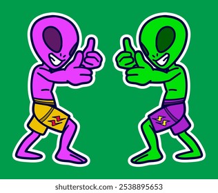 Cute Alien Doodle Sticker Illustration