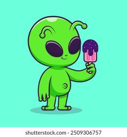 Cute Alien Eating Ice Cream Popsicle Space Cartoon Vector
Icon Illustration. Science Food Icon Concept Isolated Premium
Vector. Flat Cartoon Style