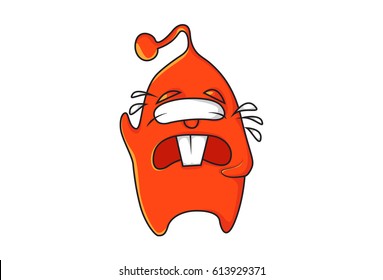 Cute Alien Emoji Crying. Vector Illustration. Isolated on white background.