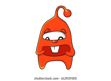 Cute Alien Emoji Happy. Vector Illustration. Isolated on white background.