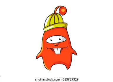 Cute Alien Emoji Happy. Vector Illustration. Isolated on white background.