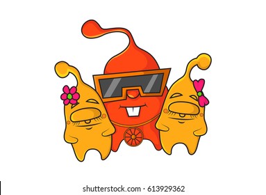 Cute Alien Emoji. Vector Illustration. Isolated on white background.