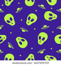 Cute alien face pattern background vector design