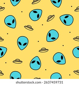 Cute alien face pattern background vector design