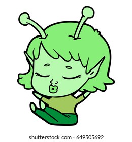 cute alien girl cartoon