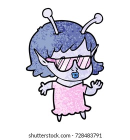 cute alien girl cartoon