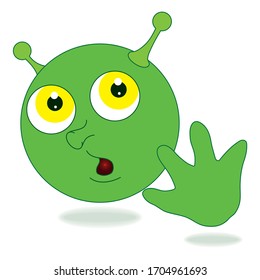 Cute alien, head funny character flat illustration/ Alien face icons.