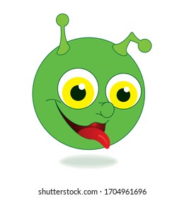 Cute alien, head funny character flat illustration/ Alien face icons.