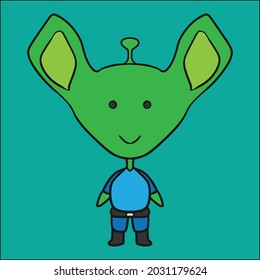 cute alien icon mascot logo character