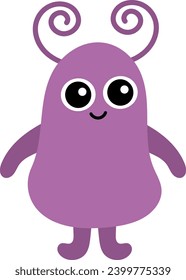 cute alien icon in purple with flat style