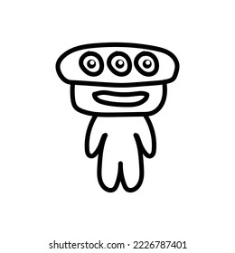 cute alien illustration hand drawn png 3