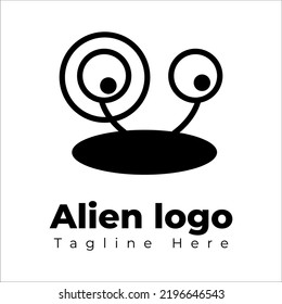 Cute alien logo template in black and white