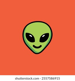 Cute Alien Logo Vector Cartoon Illustration. Fun Space Icon Concept Isolated Premium Vector. Flat Cartoon Concept for Event. Cute Doodle Cartoon Illustration Style. Suitable for Any Project