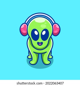 Cute alien is looking at you cartoon