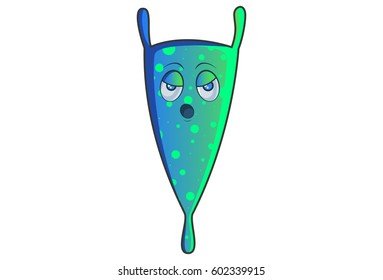 Cute Alien Monster Annoyed. Vector Illustration. Isolated on white background.