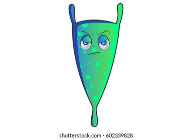 Cute Alien Monster Bored. Vector Illustration. Isolated on white background.