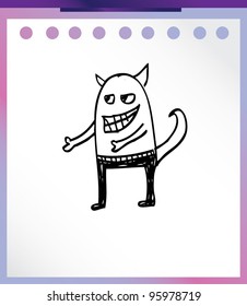 cute alien monster cartoon doodle vector
