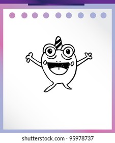 cute alien monster cartoon doodle vector