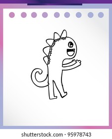 cute alien monster cartoon doodle vector