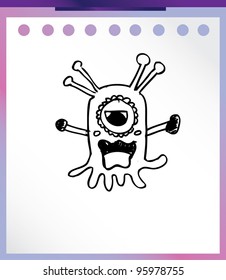 cute alien monster cartoon doodle vector