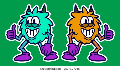 Cute Alien Monster Doodle Sticker Illustration