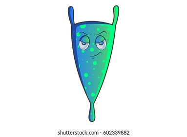 Cute Alien Monster Irritated. Vector Illustration. Isolated on white background.