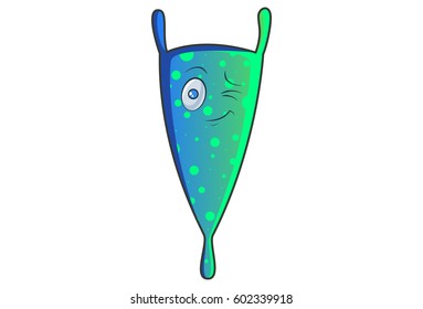 Cute Alien Monster Winking. Vector Illustration. Isolated on white background.