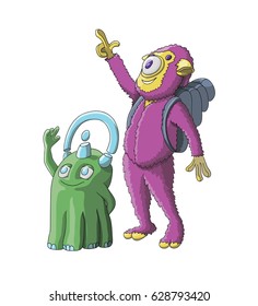 Cute alien monsters vector illustration character design