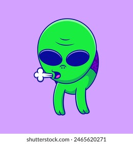 Cute Alien On Black Hole Cartoon Vector Icons Illustration. Flat Cartoon Concept. Suitable for any creative project.