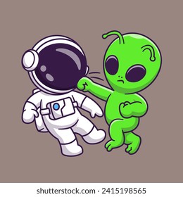 Cute Alien Punch Astronaut Cartoon Vector Icon Illustration.
Science Technology Icon Concept Isolated Premium Vector.
Flat Cartoon Style