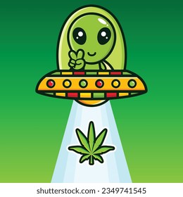 un extraño lindo montando un hongo recogiendo cannabis
