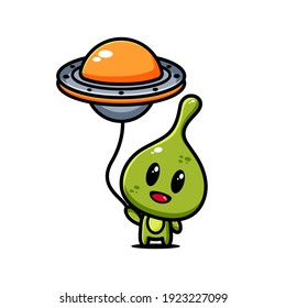 cute alien space character design with ufo ornament