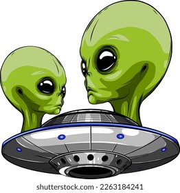 Cute Alien UFO Cartoon Vector Icon Illustration.