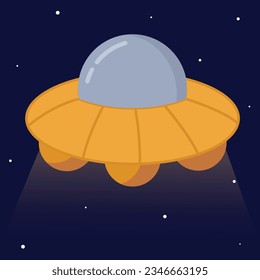 Cute alien UFO for children cartoon style illustration