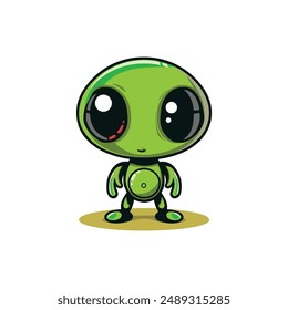 CUTE ALIEN AND UFO DESIGN VECTOR MASCOT.