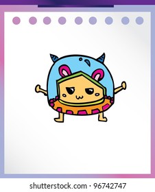 cute alien ufo monster - vector illustration