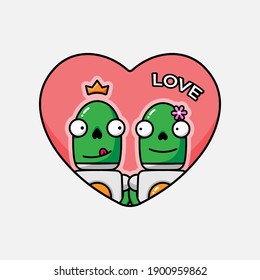 Cute alien with valentines day greeting