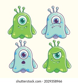 cute alien vector characters in expressions