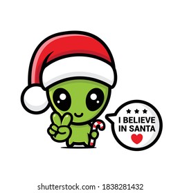 cute aliens believe in santa claus