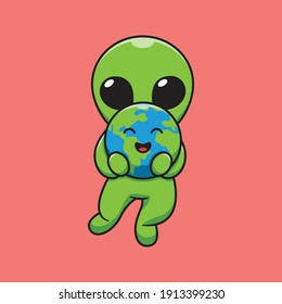 cute aliens are carrying earth