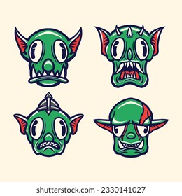 cute aliens character vector art
