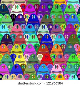 Cute aliens colorful vector seamless background